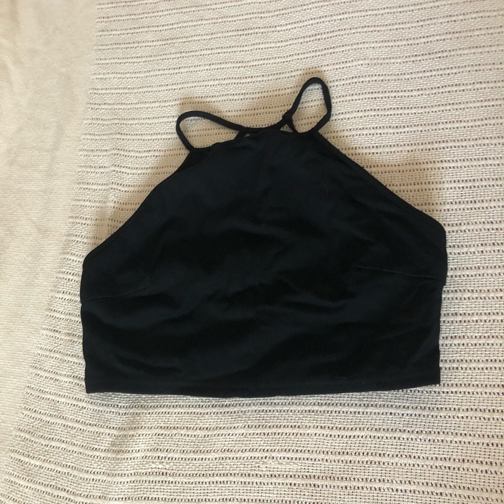black crop top strappy medium NWOT
